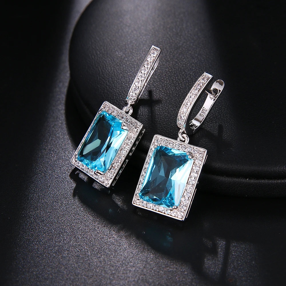 Фото Hermosa элегантный подарок Блестящий Bluetooth 925 серебряные ювелирные серьги из