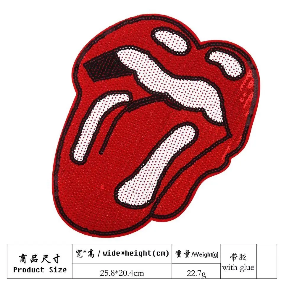 WUYUCONG Red Tongue Patches for Clothes Iron on Sequined Patch Paillettes Stickers DIY Decoration Mouth Sequins Appliques 1PC
WUYUCONG Red Tongue Patches for Clothes Iron on Sequined Patch Paillettes Stickers DIY Decoration Mouth Sequins Appliques 1PC