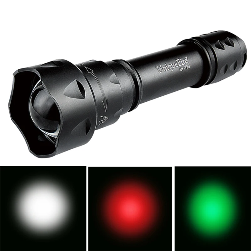 UniqueFire Flashlights UF-T20 XP-E LED(W/R/G) Flashlight ,3 Modes Waterproof Lampe Torche Led Rechargeable Professional Light
UniqueFire Flashlights UF-T20 XP-E LED(W/R/G) Flashlight ,3 Modes Waterproof Lampe Torche Led Rechargeable Professional Light
