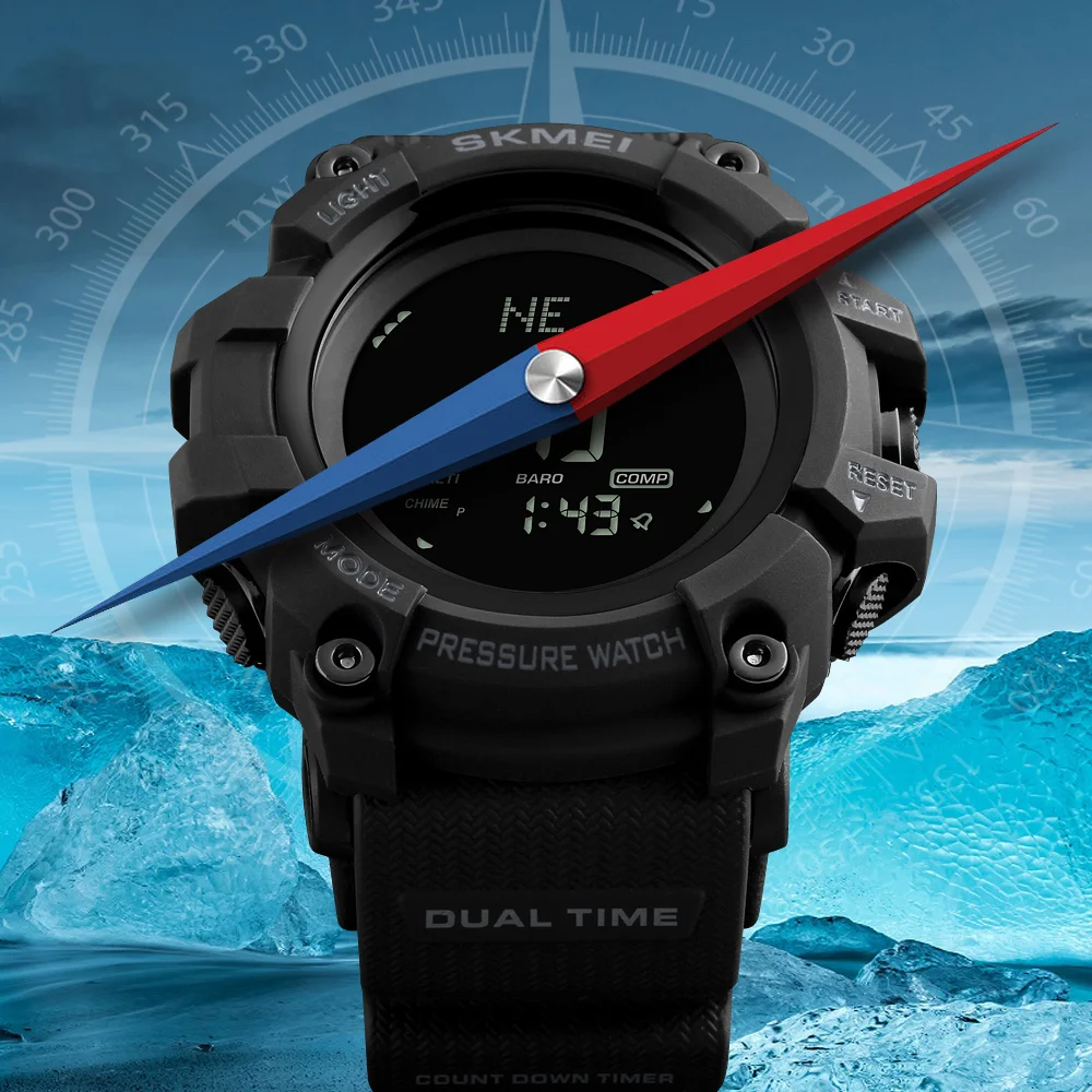 SKMEI Men Watch Sport Altimeter Pressure Thermomet Weather Pedometer Calories Compass Multifunction LED Digit Wrist Watches Men
SKMEI Men Watch Sport Altimeter Pressure Thermomet Weather Pedometer Calories Compass Multifunction LED Digit Wrist Watches Men