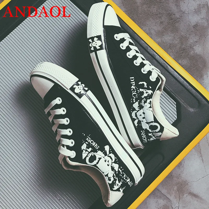 ANDAOL Men's Casual Shoes Top Quality Print Skull Breathable Non-Slip Light Sneakers New Luxury Lace-Up Campus Canvas Trainers
ANDAOL Men's Casual Shoes Top Quality Print Skull Breathable Non-Slip Light Sneakers New Luxury Lace-Up Campus Canvas Trainers