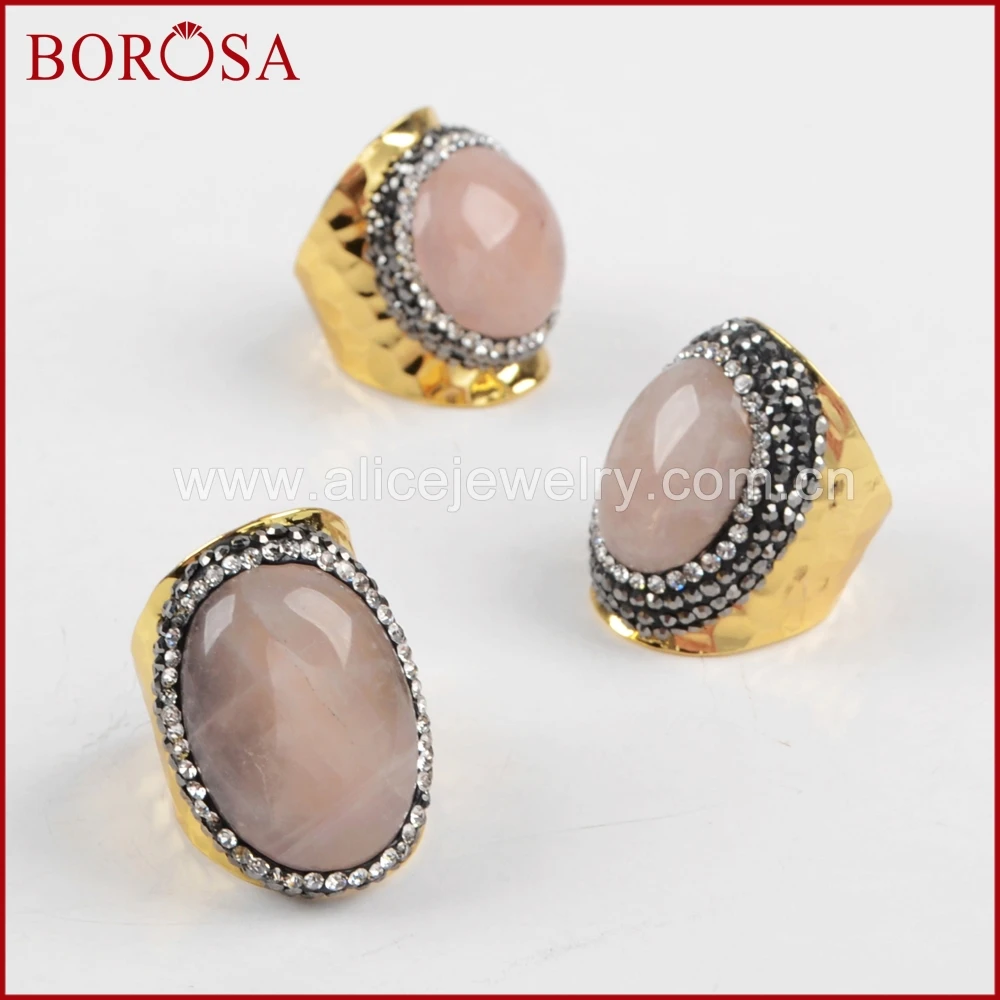 BOROSA Druzy Quartz Gold Plated Ring Crystal Rhinestone Pave Pink Quartz Stone Cuff Ring Drusy Jewelry Party Women Ring JAB678
BOROSA Druzy Quartz Gold Plated Ring Crystal Rhinestone Pave Pink Quartz Stone Cuff Ring Drusy Jewelry Party Women Ring JAB678