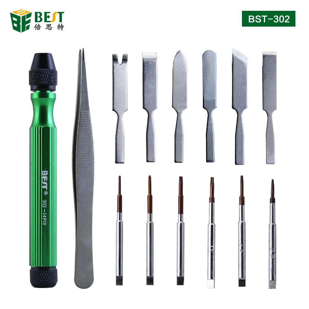 BST-302 14 in1 Multi-purpose screwdriver set repair tools kit opening tools for iPhone X 8 7 6S 6 Plus Hand Tools Set
BST-302 14 in1 Multi-purpose screwdriver set repair tools kit opening tools for iPhone X 8 7 6S 6 Plus Hand Tools Set