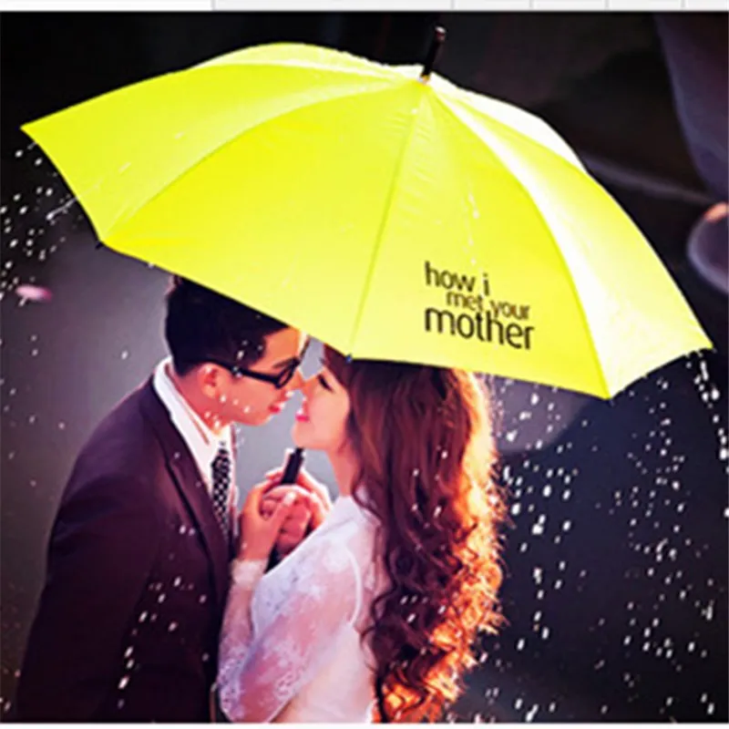 Дорожный складной зонт желтый с надписью How meet Your Mother женские складные зонты