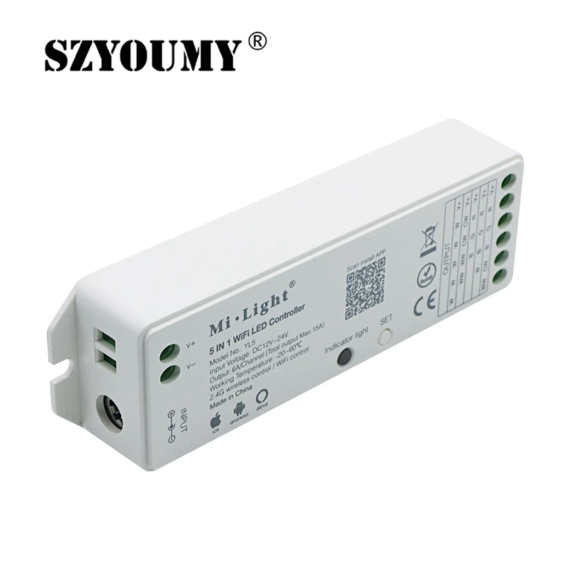 SZYOUMY Mi-Light YL5 RF 2.4G 5in1 WIFI WLAN Led Controller Amazon Voice RGB RGBW RGB+CCT LED Strip Lights
SZYOUMY Mi-Light YL5 RF 2.4G 5in1 WIFI WLAN Led Controller Amazon Voice RGB RGBW RGB+CCT LED Strip Lights