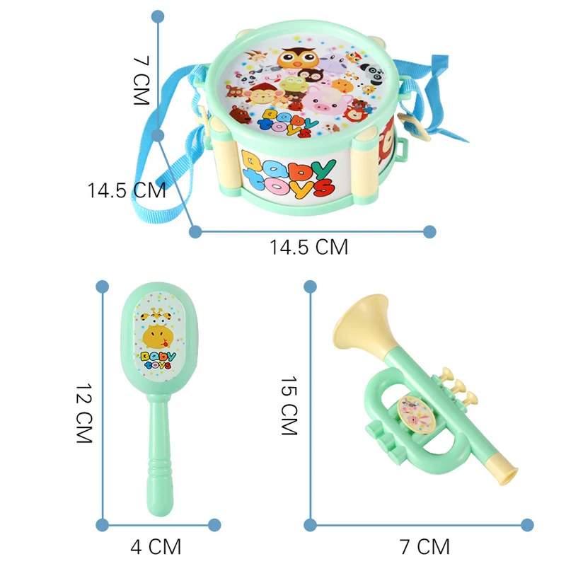 4pcs Children Toy Instruments Kit Drum Small Sand Hammer Horn Kits Early Educational Baby Toys Gift BM88
4pcs Children Toy Instruments Kit Drum Small Sand Hammer Horn Kits Early Educational Baby Toys Gift BM88