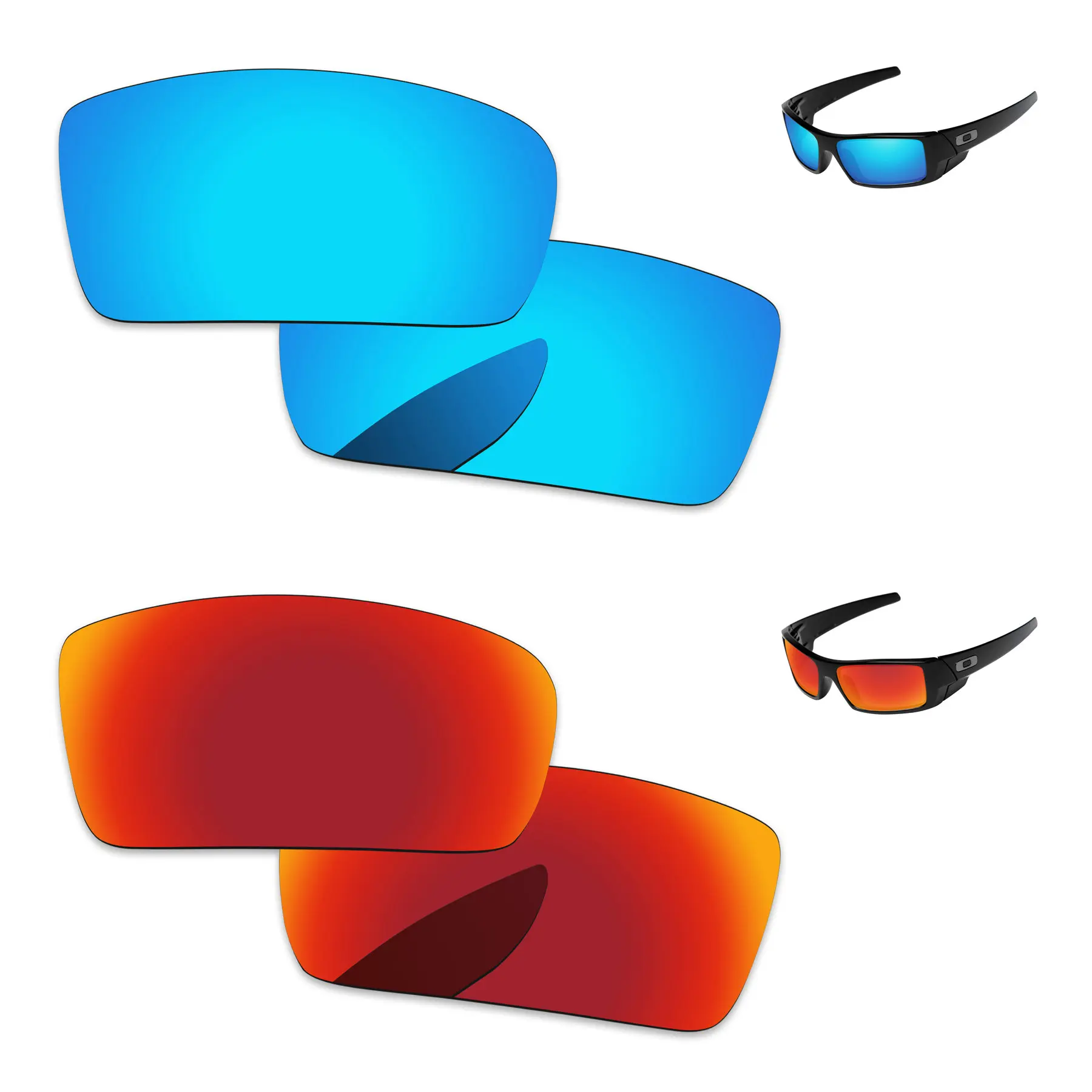 Fire Red & Ice Blue 2 Pairs Polarized Replacement Lenses For Gascan Small Sunglasses Frame 100% UVA & UVB Protection
Fire Red & Ice Blue 2 Pairs Polarized Replacement Lenses For Gascan Small Sunglasses Frame 100% UVA & UVB Protection