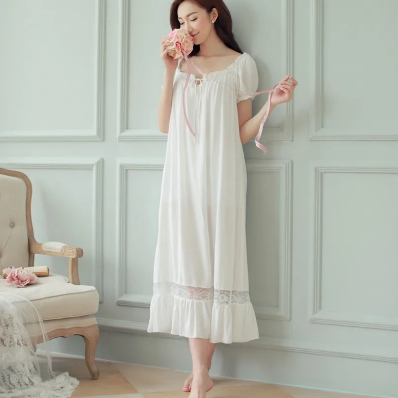 Women Short Sleeves Nightgown Summer New Slash Neck Sleepwear Cotton White Lace Loose Nightgowns Long Sleep Shirt Nightdress
Women Short Sleeves Nightgown Summer New Slash Neck Sleepwear Cotton White Lace Loose Nightgowns Long Sleep Shirt Nightdress