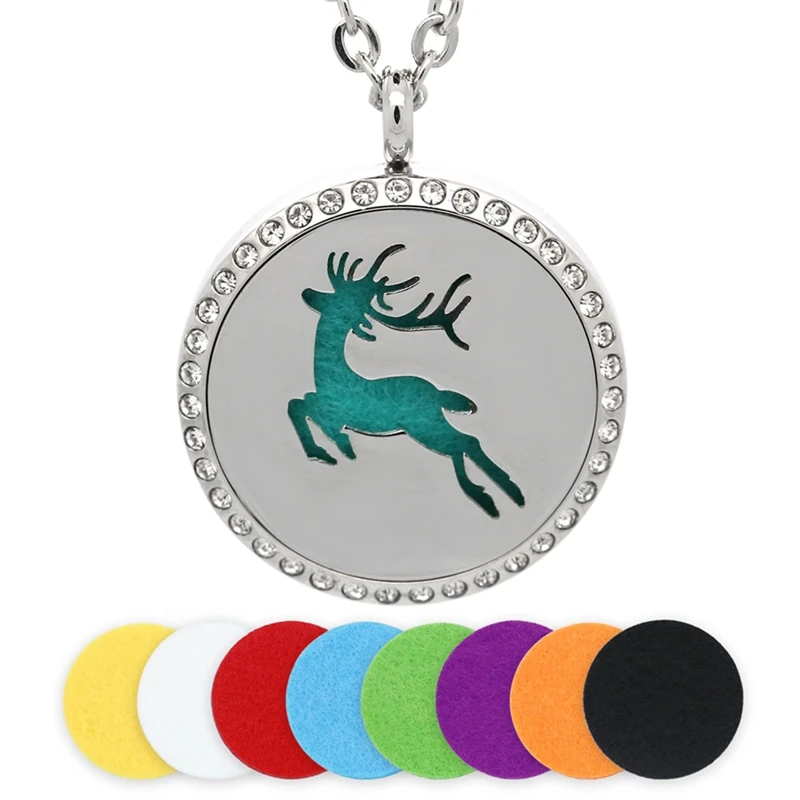 BOFEE 30MM Silver Aromatherapy Diffuser Necklace Deer Stainless Steel Essential Oil Locket Necklace Pendant With Crystal Jewelry
BOFEE 30MM Silver Aromatherapy Diffuser Necklace Deer Stainless Steel Essential Oil Locket Necklace Pendant With Crystal Jewelry