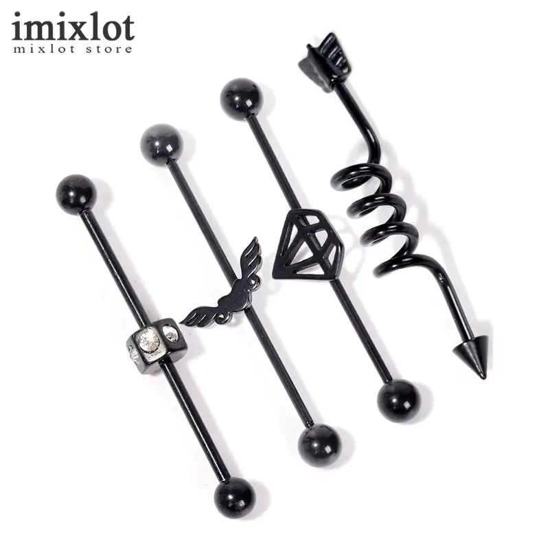 Imixlot из 2 предметов Нержавеющая сталь заводской пирсинг Хрящ уха серьги гвоздики