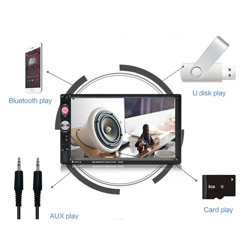 Автомагнитола 2 Din, мультимедийный проигрыватель с сенсорным HD-экраном 7 ", Bluetooth, MP3, MP5, радио, с возможностью подключения камеры заднего вида
Автомагнитола 2 Din, мультимедийный проигрыватель с сенсорным HD-экраном 7 ", Bluetooth, MP3, MP5, радио, с возможностью подключения камеры заднего вида