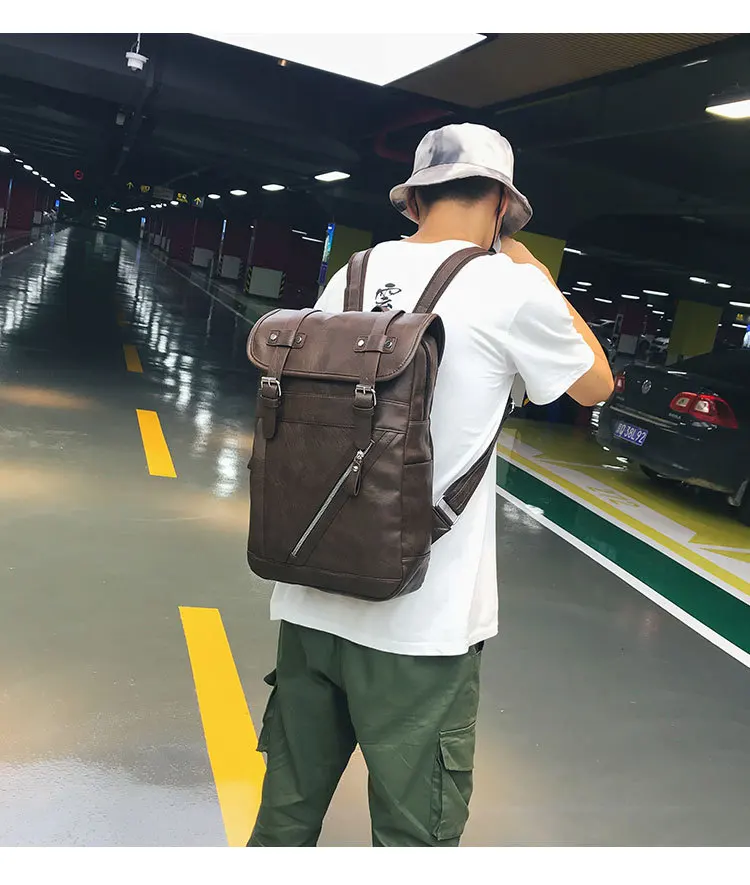 New Men Backpacks Vintage High Quality Pu Leather Male Korean Student Backpack Boy Business Laptop School Computer Bag
New Men Backpacks Vintage High Quality Pu Leather Male Korean Student Backpack Boy Business Laptop School Computer Bag