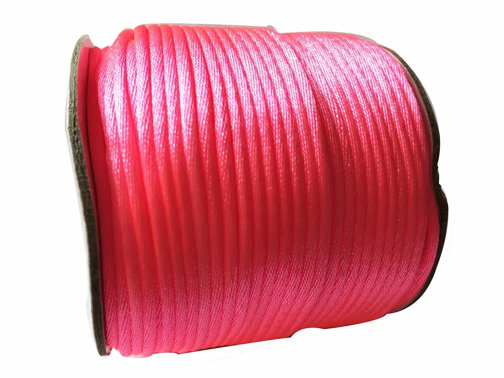 

1.5mm Neon Pink Rattail Satin Nylon Cord Chinese Knot Beading Cord+Macrame Rope Bracelet Cords Accessories 80m/roll