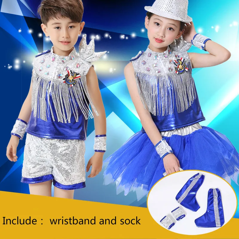 Children Jazz Dance Performance Costume Boy Girl Sequins Hip Hop Stage Wear Dance Costumes Kids Modern Street Dancewear
Children Jazz Dance Performance Costume Boy Girl Sequins Hip Hop Stage Wear Dance Costumes Kids Modern Street Dancewear