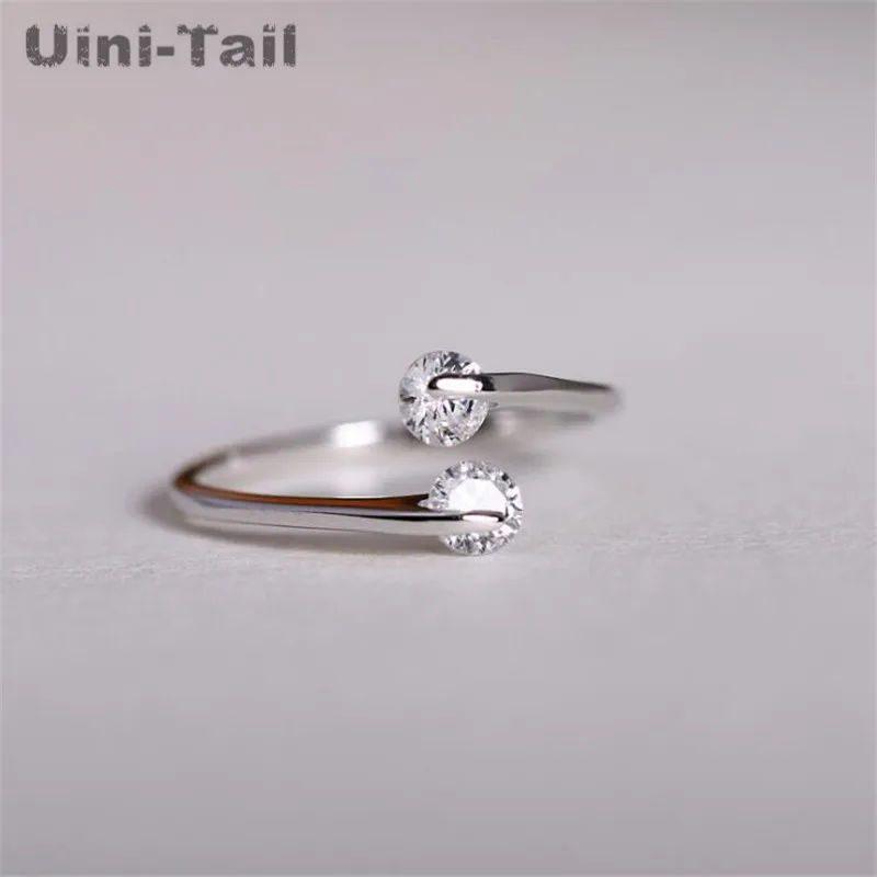 Uini-Tail hot new 925 sterling silver Korea double crystal open ring female models fashion simple trend sexy sweet jewelry GN714
Uini-Tail hot new 925 sterling silver Korea double crystal open ring female models fashion simple trend sexy sweet jewelry GN714