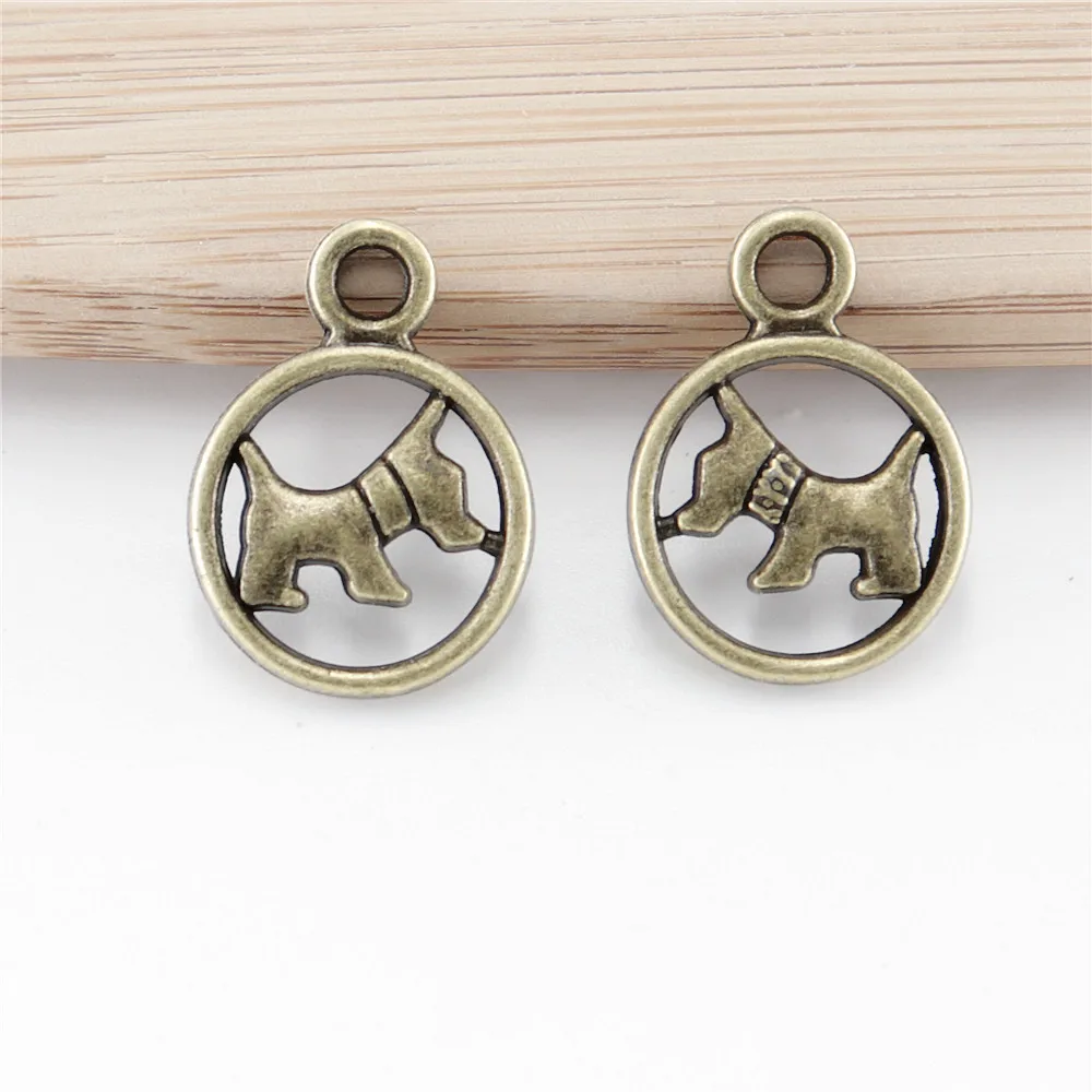 Wholessale 50pcs ancient bronze dog charms metal pendants for DIY jewelry making
Wholessale 50pcs ancient bronze dog charms metal pendants for DIY jewelry making