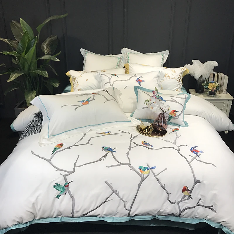 Chinese Style 100% Cotton Sanding Printed Flower Bedding Set Embroidered Bed Sheet Duvet Cover Pillowcase Queen King 4pcs White
Chinese Style 100% Cotton Sanding Printed Flower Bedding Set Embroidered Bed Sheet Duvet Cover Pillowcase Queen King 4pcs White