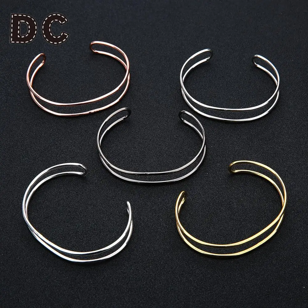 DC 2Pcs/lot Simple Bracelets Copper Adjustable Round Cabochon Bangle Gold/Silver Color Bracelet Settings for DIY Bezel Jewelry
DC 2Pcs/lot Simple Bracelets Copper Adjustable Round Cabochon Bangle Gold/Silver Color Bracelet Settings for DIY Bezel Jewelry