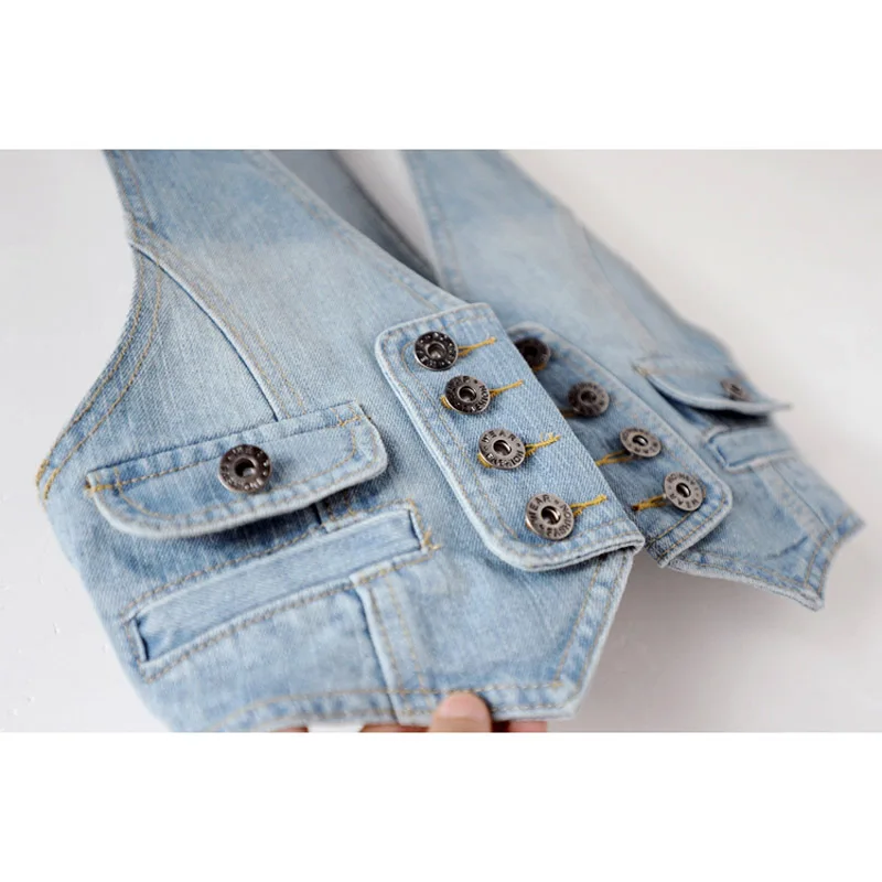 2018 Spring and Autumn Summer Vintage Fashion Slim Sleeveless Button Short Denim Vest Female Thin Jeans Jacket Womens Tops
2018 Spring and Autumn Summer Vintage Fashion Slim Sleeveless Button Short Denim Vest Female Thin Jeans Jacket Womens Tops