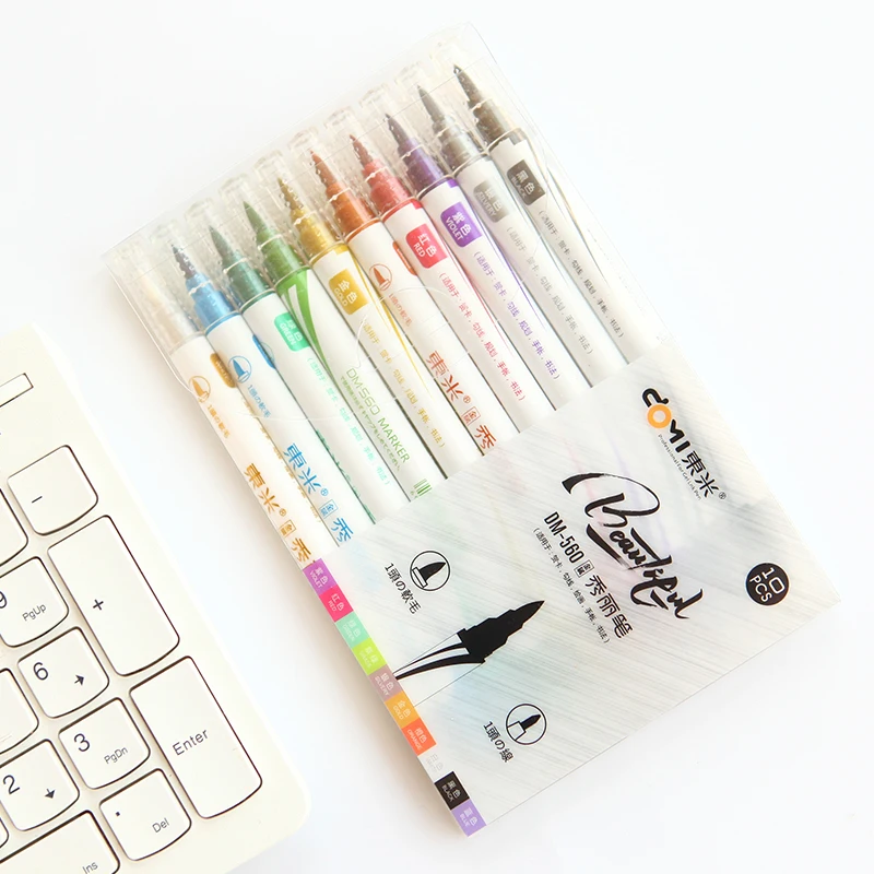 Touchfive 10 pcs/lot Dual Brush Pen Alcohol Based Markers Fine Liner Pens Fineliner Set Drawing Painting Soft Marker | Канцтовары для