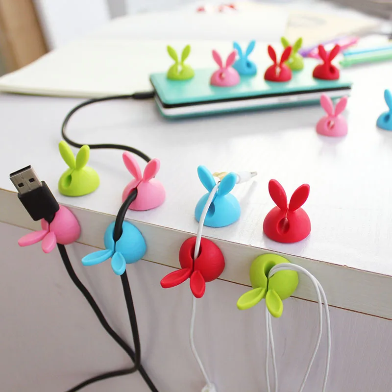 

Silicone Material Cable winder 4PCS/lot Cable Wire Organizer Cable Clip Tidy USB Charger Cord Holder desktop Cable Fixed clamp