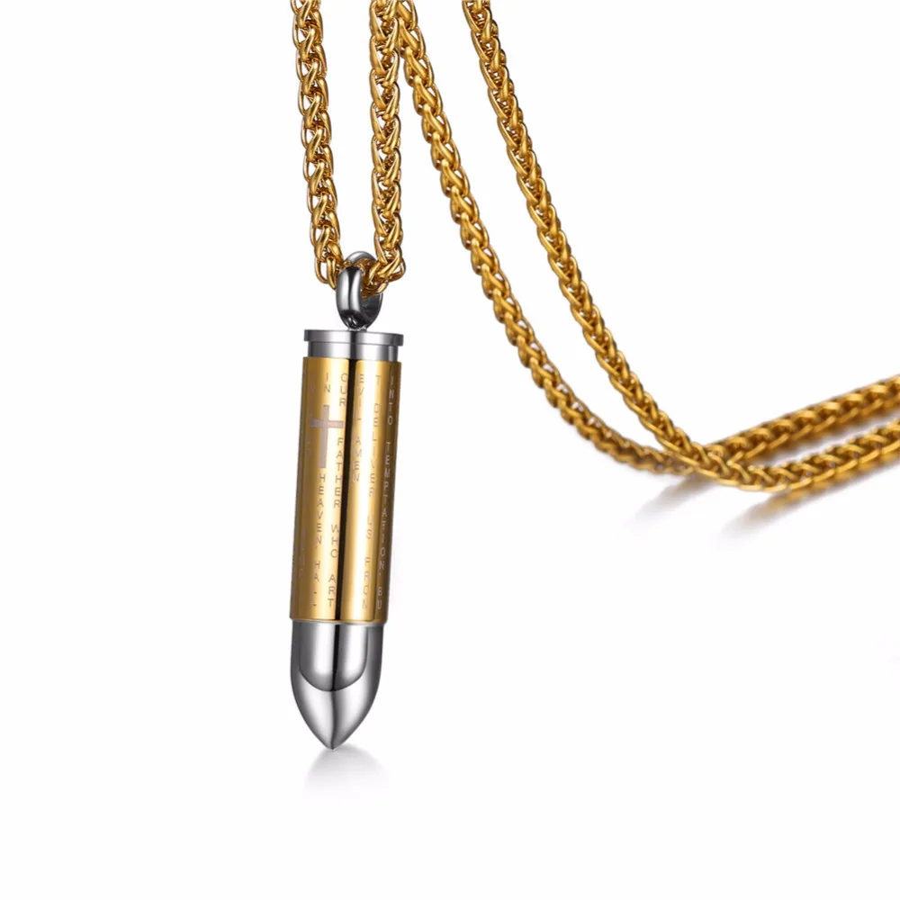 bullet necklace pendant with chain stainless steel gold color black Bible cross paryer perfume storage mens jewelry P2104G
bullet necklace pendant with chain stainless steel gold color black Bible cross paryer perfume storage mens jewelry P2104G