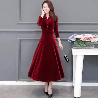 high quality Elegant new spring and autumn large size slim slimming gold velvet dress fat MM women's long dress
high quality Elegant new spring and autumn large size slim slimming gold velvet dress fat MM women's long dress