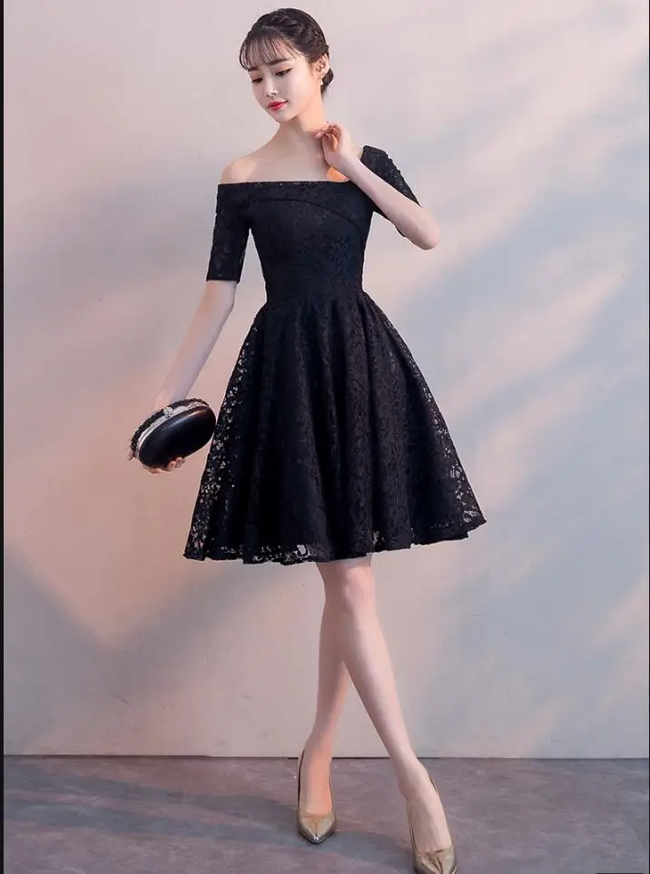 New Summer Black Slash neck Women dress Short Dresses Lace dress women's Banquet Party dress
New Summer Black Slash neck Women dress Short Dresses Lace dress women's Banquet Party dress