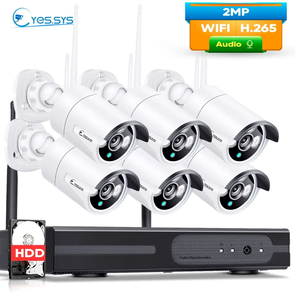 Eyessys 8CH 1080 P Wifi Беспроводной NVR + 6 шт. 2.0MP аудио запись камеры безопасности системы