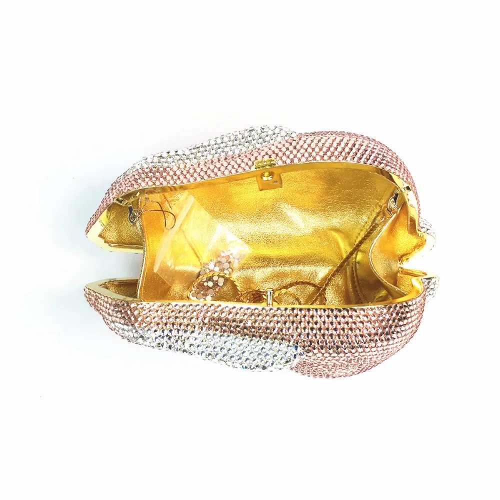 Women rabbit champagne/green/pink/gold Crystal Evening Handbags and Purses Bridal Wedding Party Diamond Clutch Bag purse wallet