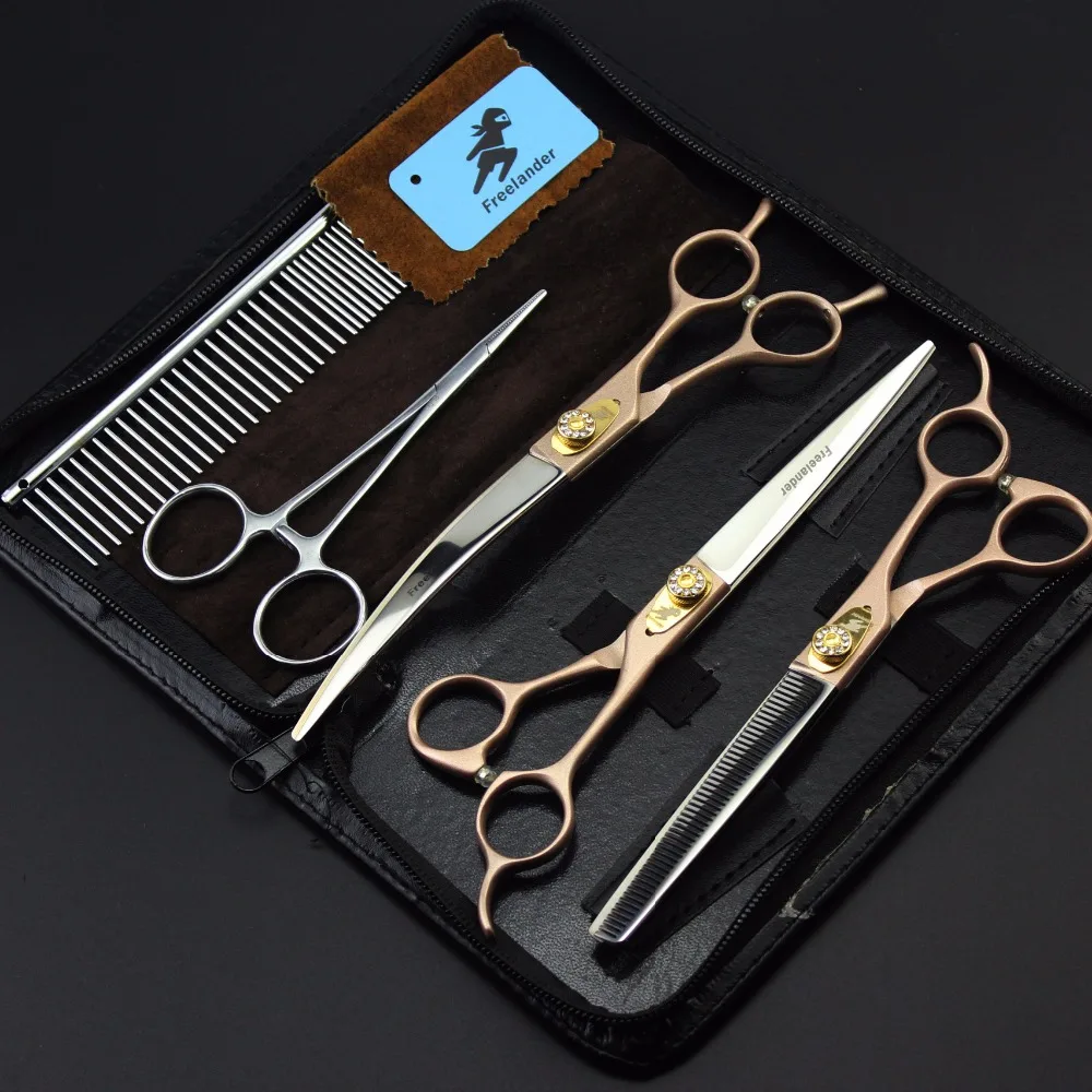 Top Quality Japan 440C 7 Inch Professional Pet Dog Grooming Scissors Straight Thinning Curved Shears + Comb Dropshipping
Top Quality Japan 440C 7 Inch Professional Pet Dog Grooming Scissors Straight Thinning Curved Shears + Comb Dropshipping