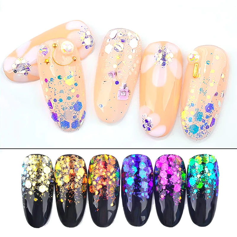 Iridescent Glitter 6 Jars 0.2-2mm Glitter Translucent 6 Colors Glitter Nail Art Supplies Craft Nail Glitter Festival Mixed Size
Iridescent Glitter 6 Jars 0.2-2mm Glitter Translucent 6 Colors Glitter Nail Art Supplies Craft Nail Glitter Festival Mixed Size