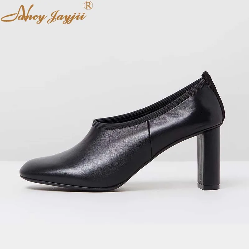 Женские туфли без задника Nancyjayjii, черные кожаные туфли-лодочки с круглым носком, на очень высоком квадратном каблуке, Осенняя обувь для офис...
Женские туфли без задника Nancyjayjii, черные кожаные туфли-лодочки с круглым носком, на очень высоком квадратном каблуке, Осенняя обувь для офис...