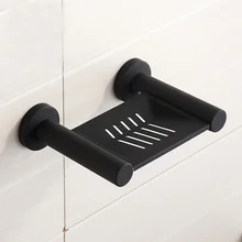 Bathroom Accessories 304 Stainless Steel Black Rubber Paint Soap Dishes Soap Holder Wall Mounted Soap Case Home Decoration rack