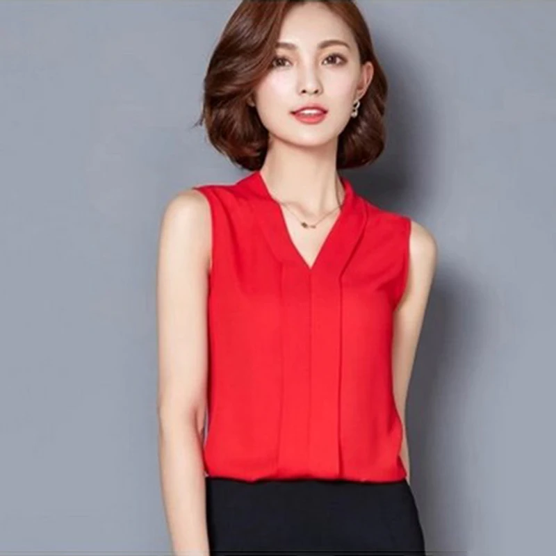 New 2018 Women Chiffon Blouse Ladies Tops Female Sleeveless Lady Shirt Blusas Femininas White,Red,Grey,Black S-2XL HO706540
New 2018 Women Chiffon Blouse Ladies Tops Female Sleeveless Lady Shirt Blusas Femininas White,Red,Grey,Black S-2XL HO706540
