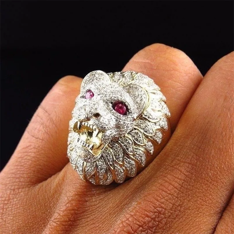 Gothic Knight Punk Finger Ring Gold Color Lion Head Vintage Rings For Men Ferocious Golden Lion Biker Male Jewelry Gifts Z4M076
Gothic Knight Punk Finger Ring Gold Color Lion Head Vintage Rings For Men Ferocious Golden Lion Biker Male Jewelry Gifts Z4M076