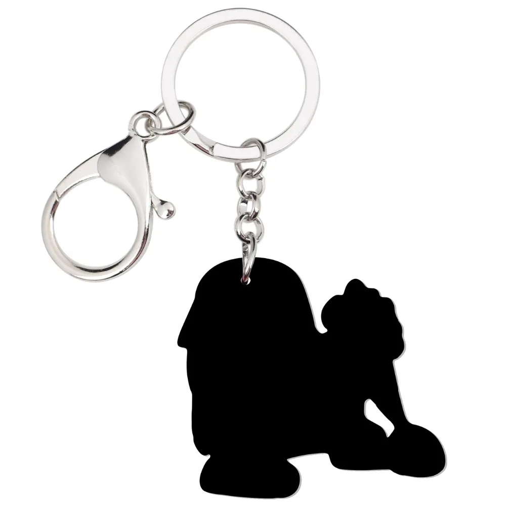 Bonsny Acrylic Cartoon Novelty Shih Tzu Pekingese Dog Key Chains Keyrings For Women Girl Car Handbag Wallet Charms Gift Bulk | Украшения и