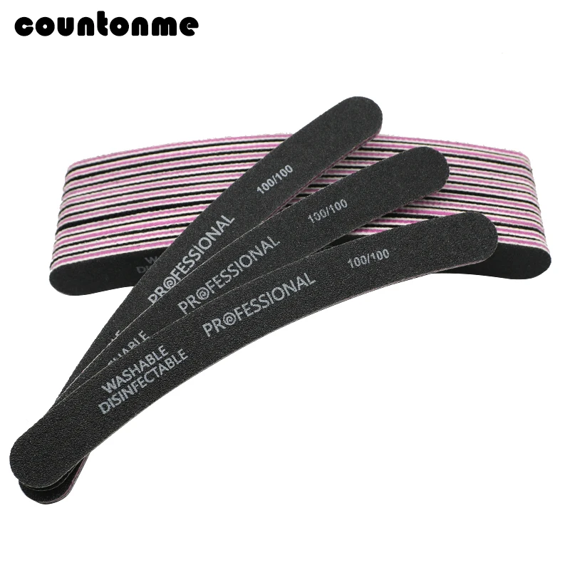 Пилка для ногтей nagelvijl 10 шт. черная пилка 100/100 Профессиональная пилочка изогнутый