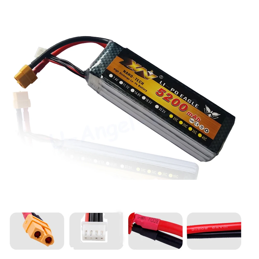 Радиоуправляемый аккумулятор YW 11 1 V 5200MAH 30C 3S 4S MAX 35C AKKU LiPo для радиоуправляемых
