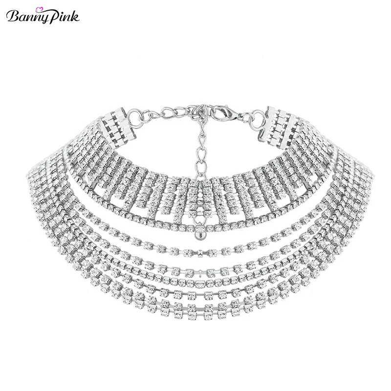 Роскошное женское ожерелье чокер с крупной кисточкой и кристаллами|chokers necklaces for