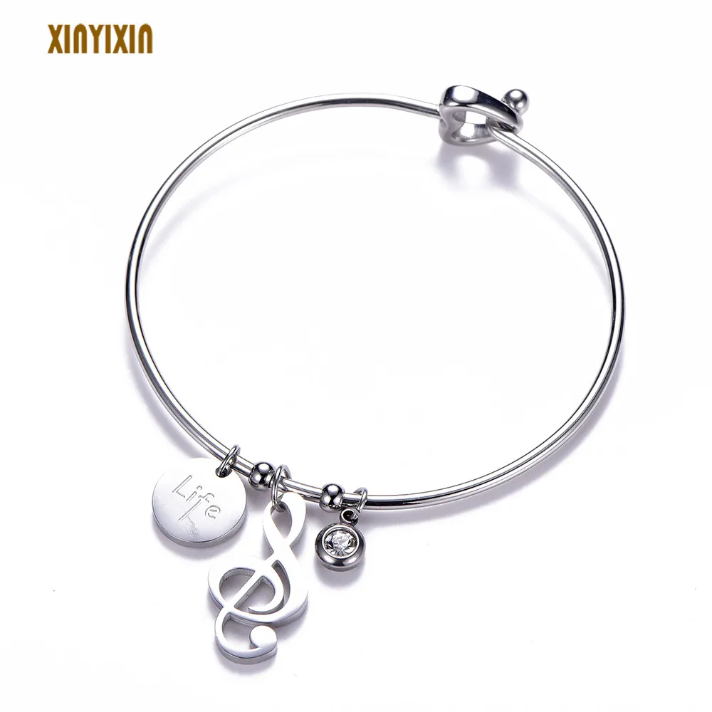 Bohemia Simple Color Music Note Bangle for Women Fashion Round LIFE Crystal Pendant Stainless Steel Bracelet Bangle Jewelry New
Bohemia Simple Color Music Note Bangle for Women Fashion Round LIFE Crystal Pendant Stainless Steel Bracelet Bangle Jewelry New