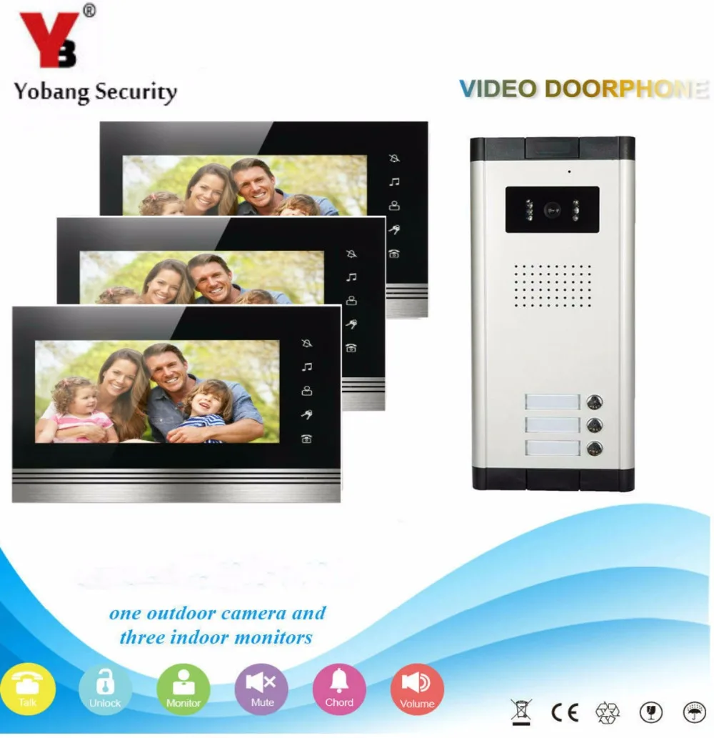 

Yobang Security Free DHL Wired Video Door Phone Intercom System 7"Inch Monitor IR Camera Video Intercom DoorPhone Doorbell Kit