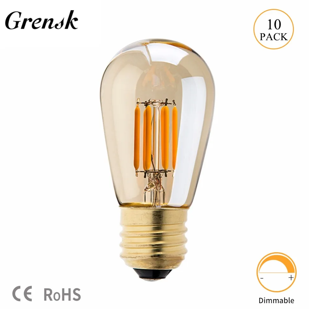 S14 led Filament Bulbs Amber Glass 3W Edison ST45 Super Warm 2200K E26 E27 Decorative Lighting Dimmable Replacement String bulbs
S14 led Filament Bulbs Amber Glass 3W Edison ST45 Super Warm 2200K E26 E27 Decorative Lighting Dimmable Replacement String bulbs