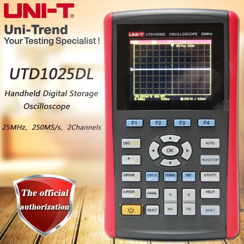 

UNI-T UTD1025DL Dual Channel Handheld Digital Storage Oscilloscope 25MHz Bandwidth 250MS / s Sample Rate