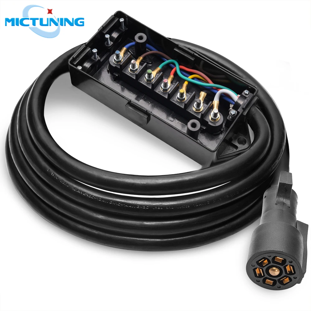 MICTUNING 8 Feet Heavy Duty 7-Way Plug Inline Trailer Cord with 7 Gang Junction Box High Quality for RV Food Vans Towed Vehicles
MICTUNING 8 Feet Heavy Duty 7-Way Plug Inline Trailer Cord with 7 Gang Junction Box High Quality for RV Food Vans Towed Vehicles