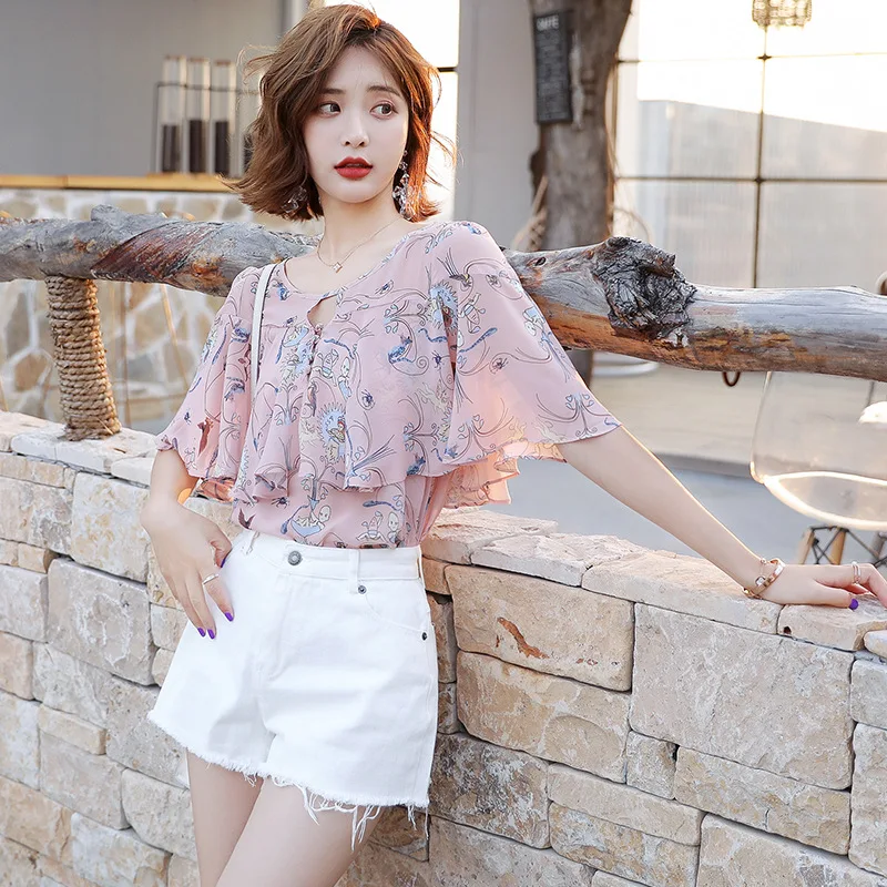 Summer 2019 Womens Tops And Blouses Chiffon Ruffled Short Sleeve Print Shirt Women Blouse Blusas Roupa Feminina D190704
Summer 2019 Womens Tops And Blouses Chiffon Ruffled Short Sleeve Print Shirt Women Blouse Blusas Roupa Feminina D190704