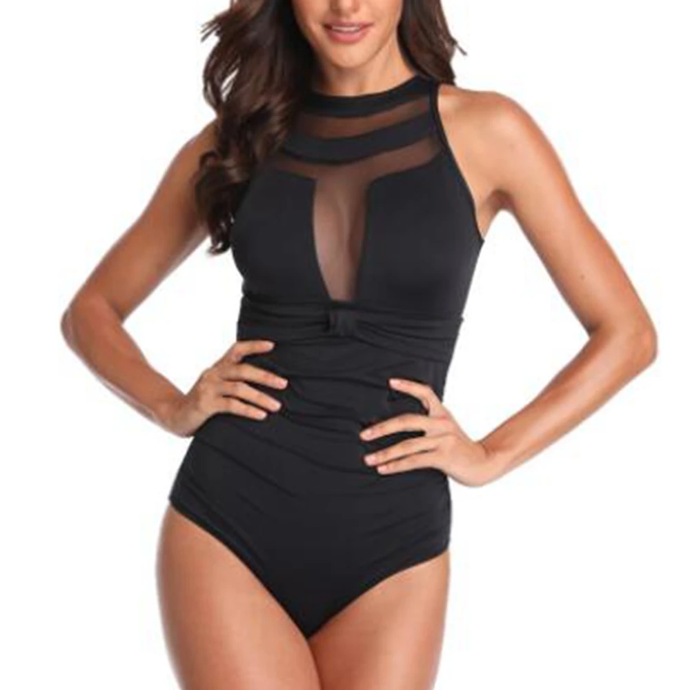 Сетчатый Цельный купальник женский купальный костюм тонкий Монокини maillot de bain femme