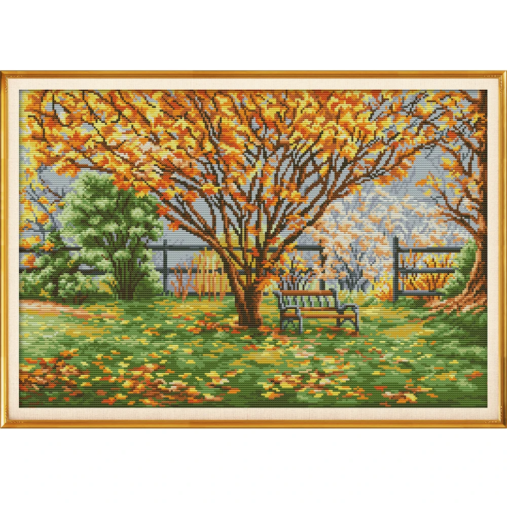 

Набор для вышивки крестиком NKF, живописный набор для домашнего декора с изображением опавших листьев, 11CT 14CT