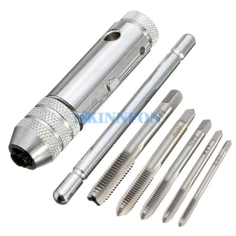 DHL 50Set 3-8mm 7/64 - 5/16'' M3-M8 T-Handle Ratchet Wrench + 5 Screw Tap Tapping Tool Set
DHL 50Set 3-8mm 7/64 - 5/16'' M3-M8 T-Handle Ratchet Wrench + 5 Screw Tap Tapping Tool Set