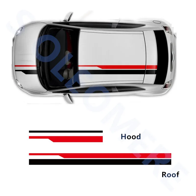 Капот + наклейка на крышу гоночные линии Виниловая для Volkswagen Ford Chevrolet